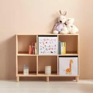 H6364 2단 6칸 고무나무 책장 1color