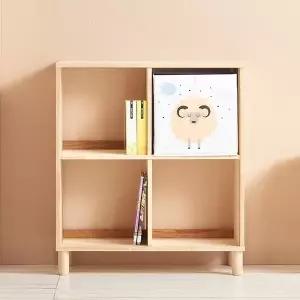 H6363 2단 4칸 고무나무 책장 1color