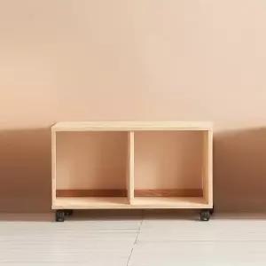 H6370 1단 2칸 고무나무 바퀴형 책장 1color