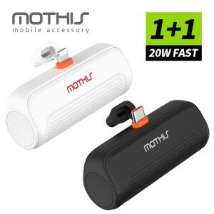 1+1 모디스 20W PD 고속 충전 일체형 휴대용 미니 보조배터리 5000mAh(아이폰 8핀 삼성 C타입)/도킹형 무선 보조밧데리