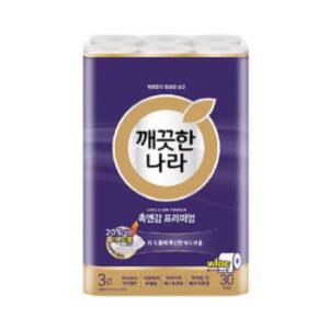 깨끗한나라 촉감앤케어 와이드 화장지 30m 30롤 1팩