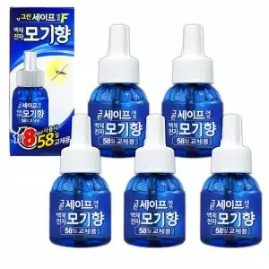(5개입)일명제약 모기 리퀴드 모기향 58일 리필용 액상 전자 모기액 훈증기