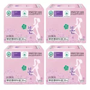 유기농본 생리대 롱팬티라이너 28매x4팩 유기농 순면패드 순면커버