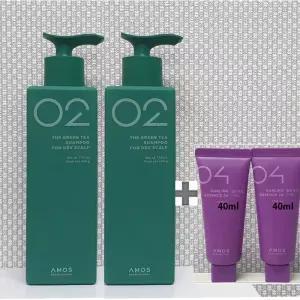 아모스 녹차실감 중건성 두피용 샴푸 500g x2개(1000g) +휴대용 컬링에센스 40ml x2개(80ml) 1set