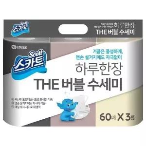스카트 일회용수세미 60매 x 3롤 버블 수세미109260