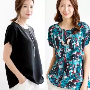 13색 여성 여름 가오리 반팔 블라우스 인견 루즈핏 시원한 티셔츠 블라우스 빅사이즈