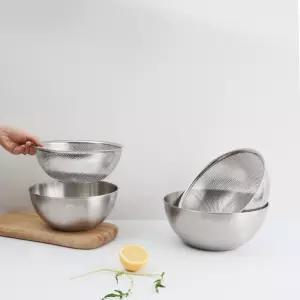 PN풍년 무연마제 스텐 304 믹싱볼 채반 세트 타공 세척볼 M, L (22cm/25cm)