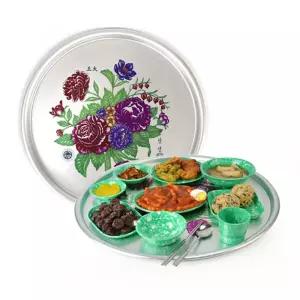 알루미늄재질주막분위기옛날쟁반 추억감성플레이팅용 꽃무늬디자인삼시세끼밥상양은쟁반 특왕대