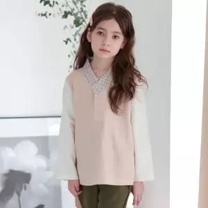 하랑한복 둥이뎅이 공용 생활 한복 데일리 긴팔 배색 아동 상하의 세트