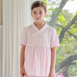 하랑한복 하나뎅이 여아 생활한복 핑크 반팔 블라우스 공주룩 여름 상의