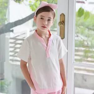 하랑한복 바루뎅이 핑크 생활한복 긴바지 여름 반팔 티셔츠 상하의 세트