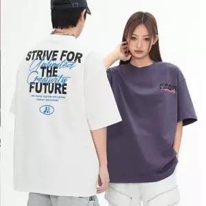 [아이에스이랩]레터링 나염 여름 면 오버핏 반팔티 I2TS041