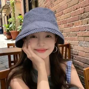 여성 벙거지 모자 여름 버킷햇 체크무늬 데일리 꾸안꾸