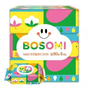 깨끗한나라 보솜이 펀앤플레이 라이트 아기물티슈 60매 6입 1팩