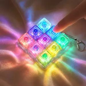 9구 투명 LED 키캡 키링 청축 클릭 키보드 키캡 미니 키홀더 가방고리 또각이