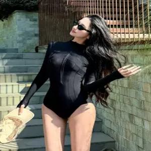 수영복 긴팔 모노키니 서핑 귀여운 호텔 온천 몸매보정 모노비키 복고 스파