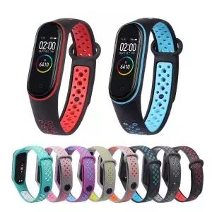 Xiaomi Mi Band 3 4 5 6 7 용 통기성 스트랩 MiBand 교체 스마트 시계 손목 M3 M4 팔찌