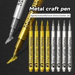 금색 은색 브러쉬 메탈릭 마커 펜 영구 페인트 암석 페인팅 머그컵 세라믹 유리 DIY 용품 개