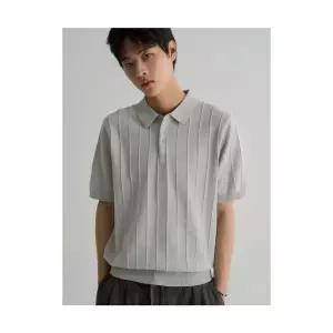 매장정품 에잇세컨즈 8SECONDS 조직변형 쿨터치 칼라넥 반소매 니트 라이트 그레이 456451CM92 724733