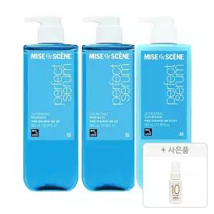 미쟝센 퍼펙트 하이드레이팅 세럼 샴푸 680ml, 2개 + 컨디셔너 680ml,1개 + 증정(살롱10 노워시 극손상 앰플 트리트먼트, 30ml,1개)