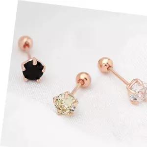 피어싱 4mm 컬러 14k 금침 로즈골드 큐빅