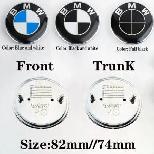2개 82mm 74mm 크롬 베이스 앞/뒤 트렁크 배지 후드 엠블럼 로고 BMW 호환 호환 E46 E39 E38 E90 E60 Z3 Z4