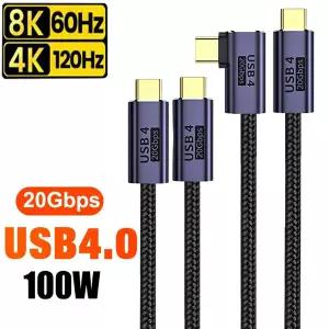 90도 8K 60HZ USB 4.0 타입 C to C 케이블 아이폰 호환 15 프로 맥북 호환 충전기 비디오 케이블 1M 2M 3M