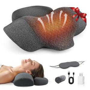 사니보르 3-in-1 목 마사지 베개 - 열, 진동 마사지 및 에어백 견인 기능이 있는 목 경추 견인 장치, 통증 완화를 위한 목 베개 심부 조직 인체공학적 목 어깨 이완기 선물 아이디어