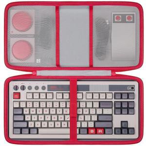 8BitDo 레트로 기계식 키보드 87 키 듀얼 슈퍼 프로그래머블 버튼(화이트 케이스 및 레드 지퍼)과 호환되는 co2CREA 하드 여행용