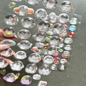 미니 귀여운 펭귄 3D 에폭시 버블 스티커 투명 퍼피 데칼 DIY 스크랩북 폰 데코 어린이 핸드메이드 문구류