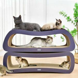 고양이 대형스크래쳐 뚱냥이 그레이블루 기둥형 박스 베이스 대형사이즈 100CM 오버사이즈 베개 원형 그레이 무리없는 83cm