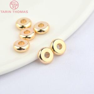 (3051)20피스 5x2MM 7x1.8MM 24K 골드 컬러 도금 황동 라운드 스페이서 비즈 쥬얼리 찾기 액세서리 만들기