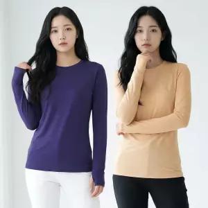 1+1 투엘라 여성 아이스퀸 냉감 아웃도어 쿨링 라운드 핑거홀 긴팔 티셔츠(W7