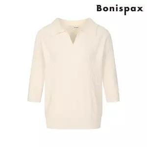 보니스팍스 오픈형 카라 꽈배기조직 니트-B2G15KPO090