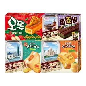 오리온 오뜨 애플파이맛 175g+비쵸비 말차쇼콜라 125g+초코파이 망고라씨 408g+후레쉬베리 펑리수 360g(4개)