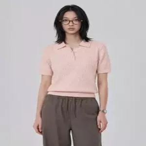 여성 케이블 카라 반팔 풀오버 PHG2ET2440