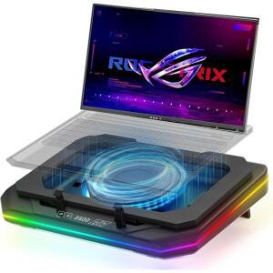아수스 ROG M16 M15 Zephyrus Strix G16 G17 G14 G15 S17 14-17인치 게이밍 노트북용 쿨링 패드, 강력한 터보 팬으로 빠르게 냉각 가능한 CPU+GPU 40 C, 6 RGB 라이트 모드, 터치 스타트