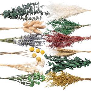 12가지 천연 건조 꽃 DIY 키트, 10~12인치, 라벤더/유칼립투스/밀 포함, 홈 오피스 웨딩 장식용, 유지보수가 적은 핸드픽