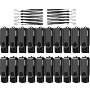 아레탑 16GB 20팩 USB 플래시 드라이브, 대용량 2.0 썸 드라이브 스위블 메모리 스틱 점프 저장 및 백업용 펜 드라이브(16GB 20팩, 블랙)