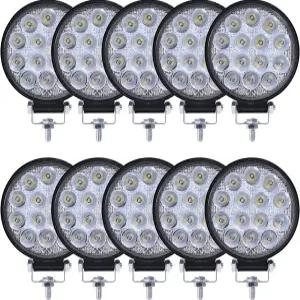 트럭용 LED 작업등 MUVKQC 10pcs 4.5인치 원형 라이트 포드 12-24V 스팟 플러드/오프로드 바 차량용 ATV
