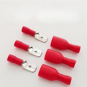 50 쌍 암/수 스페이드 커넥터 16-14 AWG 원터치 연결 해제 절연 와이어 압착 단자