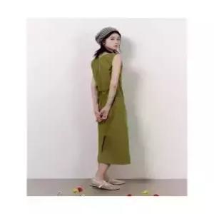 에잇세컨즈 넥스트링 슬리브리스 롱 원피스 - 올리브 그린