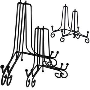 HENABLE 6PCS 금속판 그릇 미니 철판 이젤 디스플레이 그림 인치 홀더 프레임 명판 검은색 카드 장식 스탠