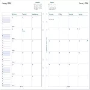 필로팍스 캘린더 다이어리 리필 A5 사이즈 월간 보기 백서 영문 2026년 (C68510-26)