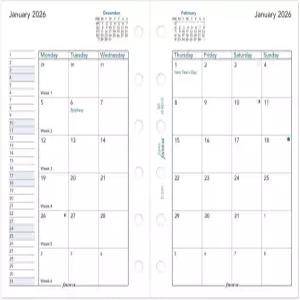 필로팍스 캘린더 다이어리 리필 포켓 사이즈 4-3/4인치 x 3-1/4인치 월간 보기 백서 영문 2026년