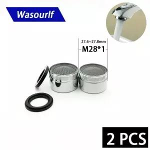 WASOURLF 2 PCS M28 수나사 물 절약 탭 기 수도꼭지 버블 러 황동 쉘 크롬 욕조 액세서리 목욕 부품
