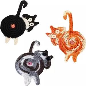 고양이 애호가를 위한 선물 3PCS 코스터 직조 창의적이고 귀여운 단열재 커피 및 티 데스크탑