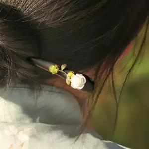 한복 올림머리 비녀 장미장식 장신구 뒤꽂이 혼주 소-WFN9HJM