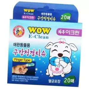 와우 이크린 구강 청결티슈 20매 X3 강아지 핑거칫솔