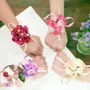 브라이덜샤워소품 브라이덜샤워 조화 꽃팔찌 웨딩 팔찌 4color